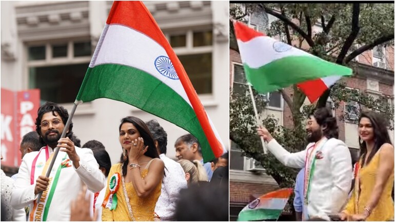 Allu Arjun holds Indian Flag