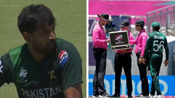Pakistan bowler Haris Rauf accused of ball tampering before the match against India.