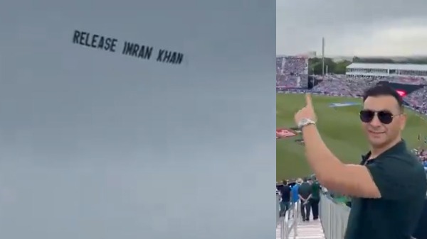 Flexi flying in support of Imran Khan on the plane before the match between India and Pakistan